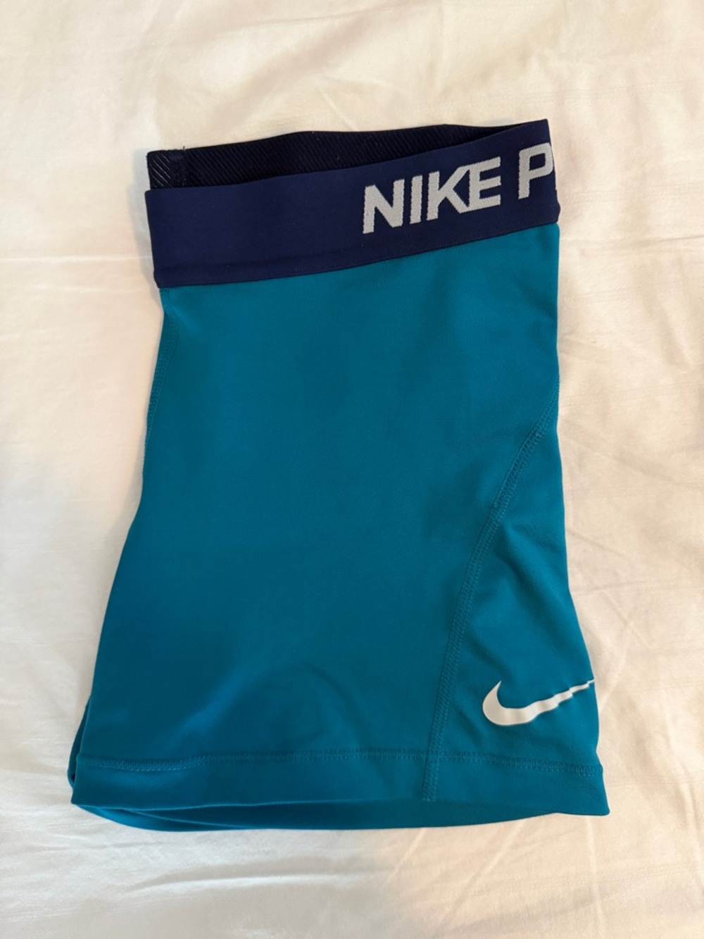 Nike Pro Teal Athletic Shorts with Navy Elastic Waist